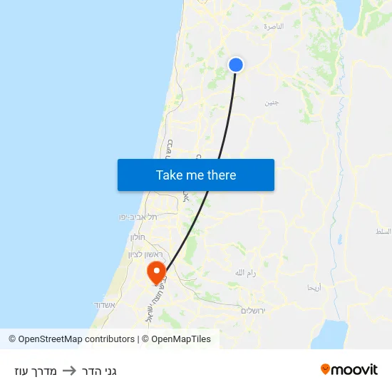 מדרך עוז to גני הדר map