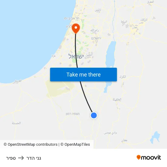 ספיר to גני הדר map