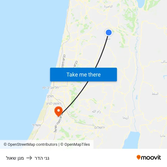 מגן שאול to גני הדר map
