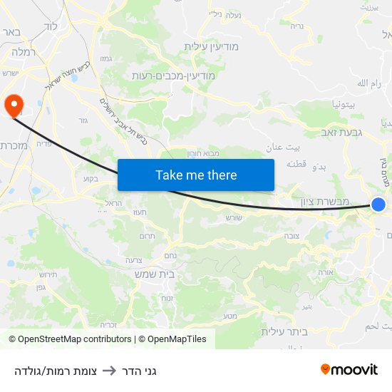 צומת רמות/גולדה to גני הדר map