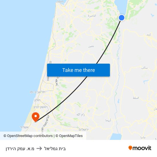 מ.א. עמק הירדן to בית גמליאל map