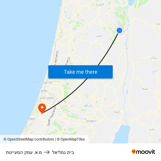 מ.א. עמק המעיינות to בית גמליאל map