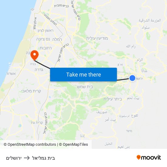 ירושלים to בית גמליאל map