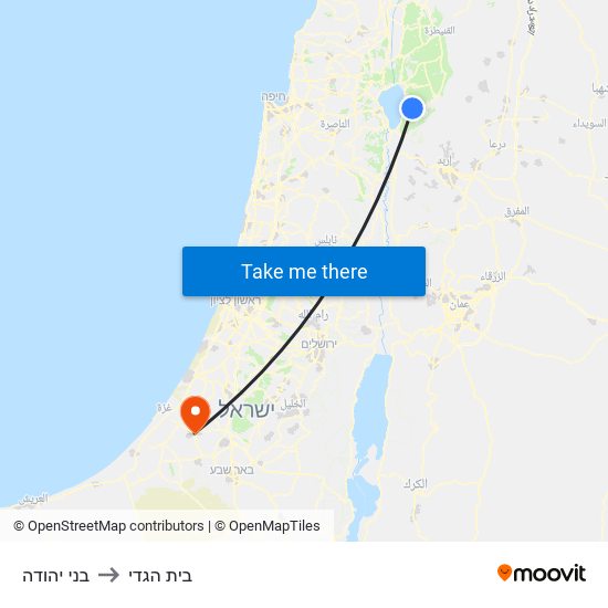 בני יהודה to בית הגדי map