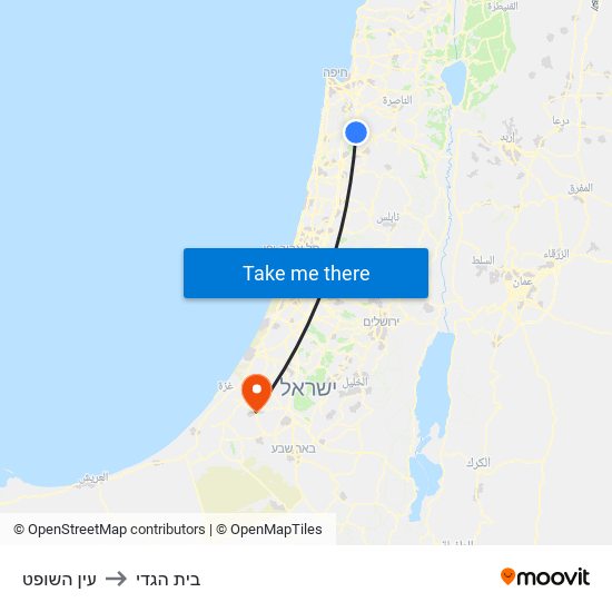 עין השופט to בית הגדי map