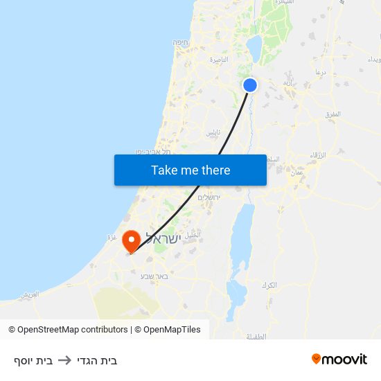 בית יוסף to בית הגדי map