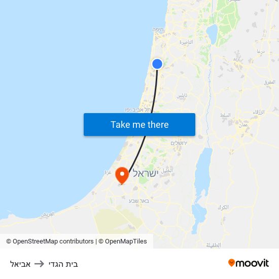 אביאל to בית הגדי map