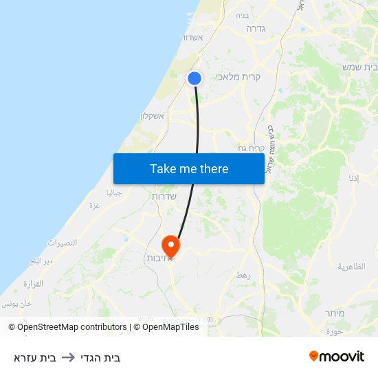 בית עזרא to בית הגדי map