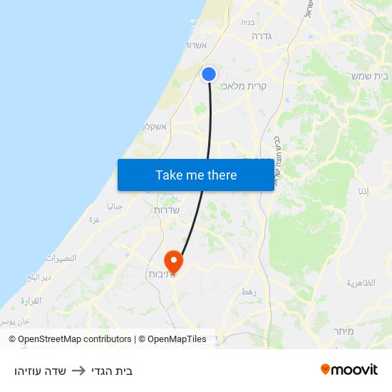 שדה עוזיהו to בית הגדי map