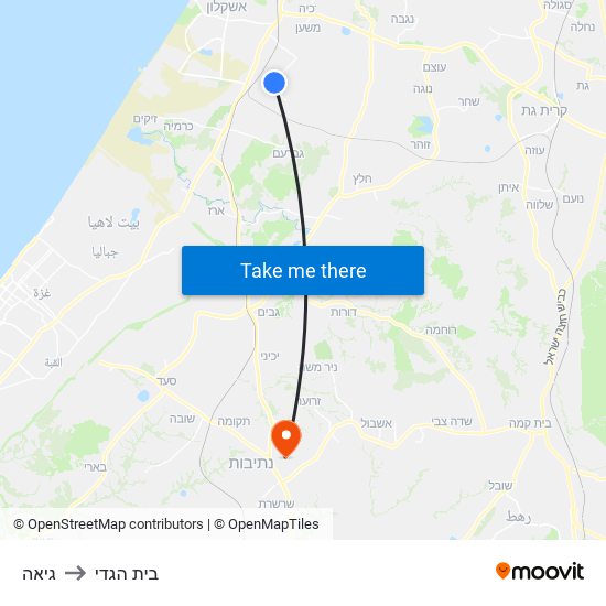 גיאה to בית הגדי map