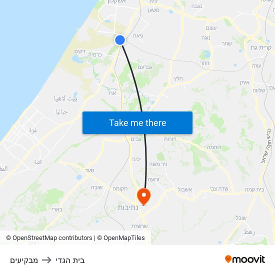 מבקיעים to בית הגדי map