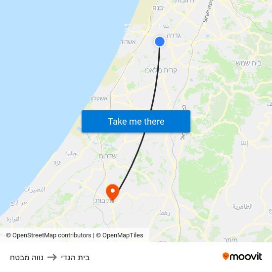 נווה מבטח to בית הגדי map