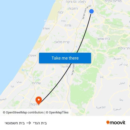 בית חשמונאי to בית הגדי map