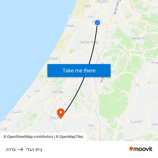 גדרה to בית הגדי map