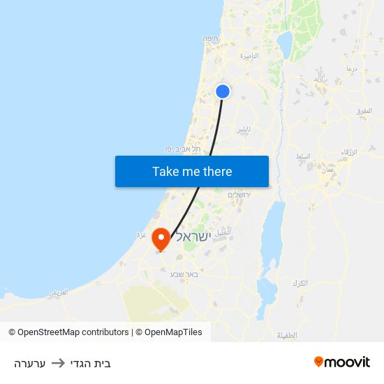 ערערה to בית הגדי map