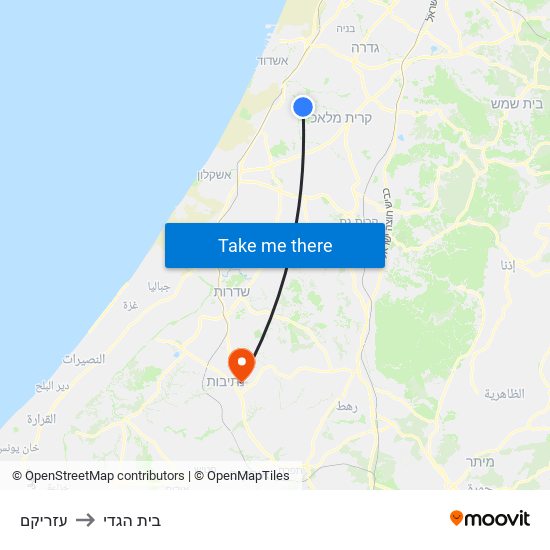 עזריקם to בית הגדי map