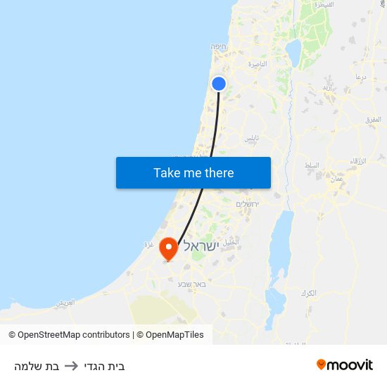 בת שלמה to בית הגדי map