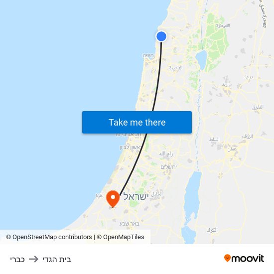 כברי to בית הגדי map