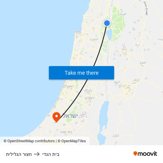 חצור הגלילית to בית הגדי map