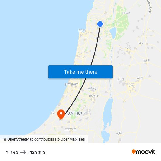 סאג'ור to בית הגדי map