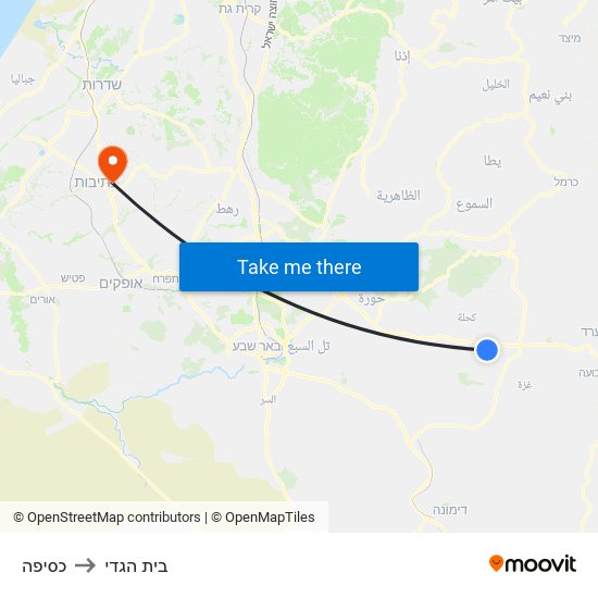 כסיפה to בית הגדי map