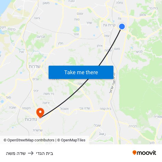 שדה משה to בית הגדי map
