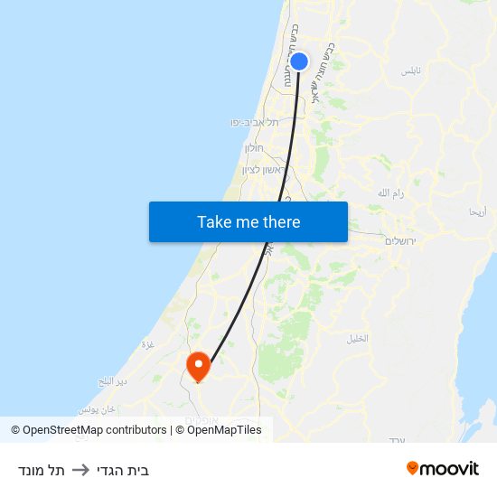 תל מונד to בית הגדי map