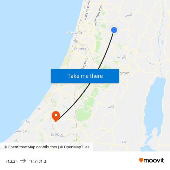 רבבה to בית הגדי map