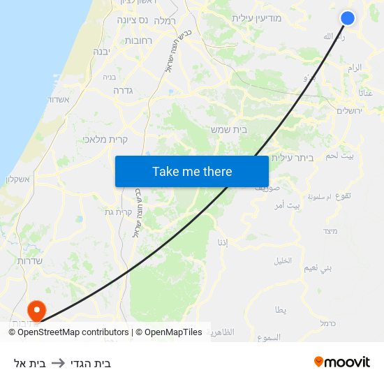 בית אל to בית הגדי map