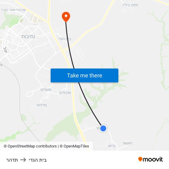 תדהר to בית הגדי map