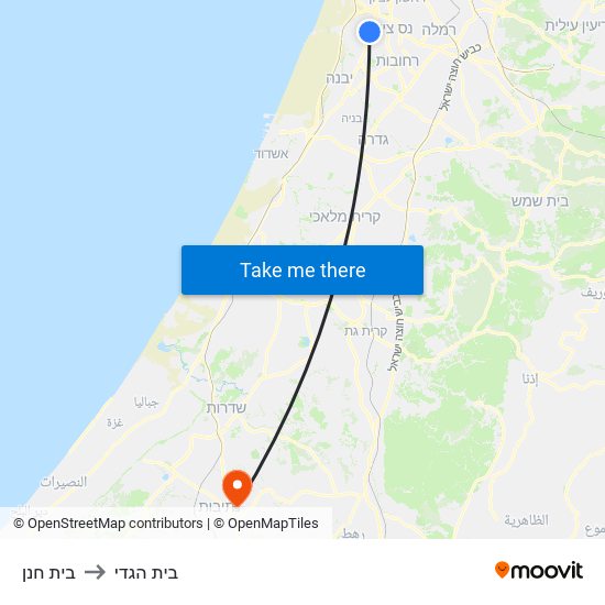 בית חנן to בית הגדי map