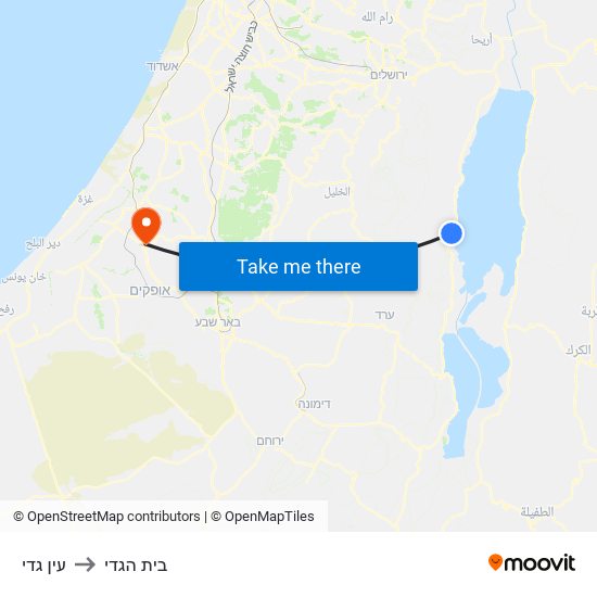 עין גדי to בית הגדי map