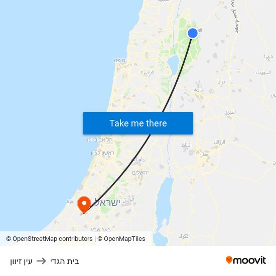 עין זיוון to בית הגדי map