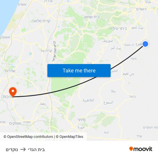 נוקדים to בית הגדי map