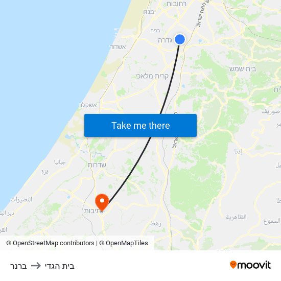 ברנר to בית הגדי map