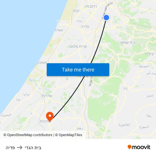 פדיה to בית הגדי map