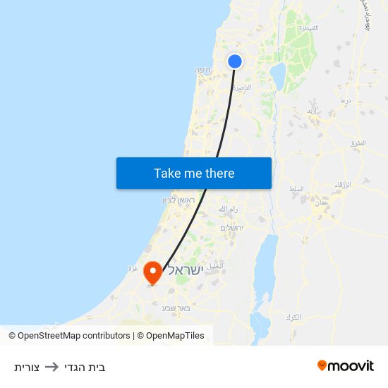 צורית to בית הגדי map