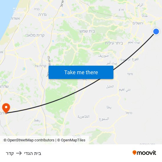 קדר to בית הגדי map