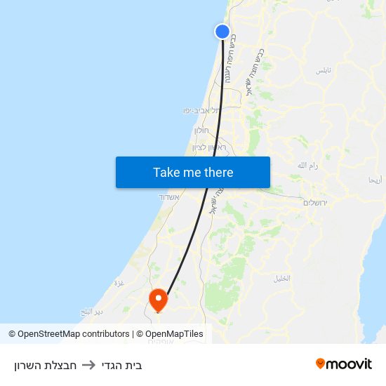 חבצלת השרון to בית הגדי map