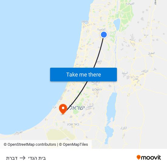 דברת to בית הגדי map