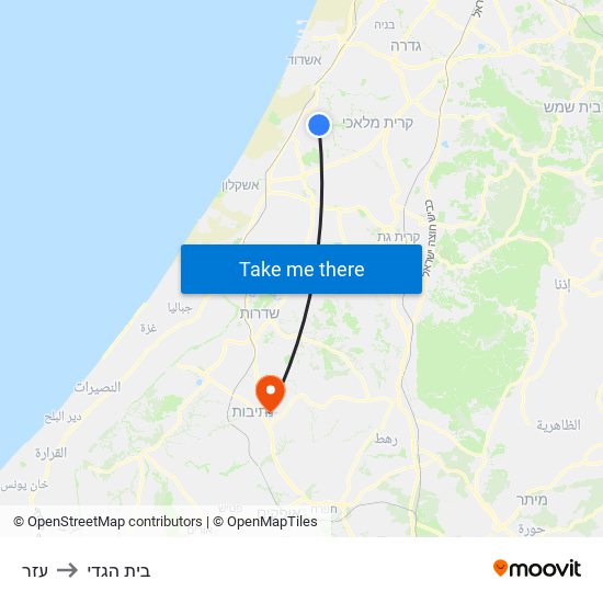 עזר to בית הגדי map