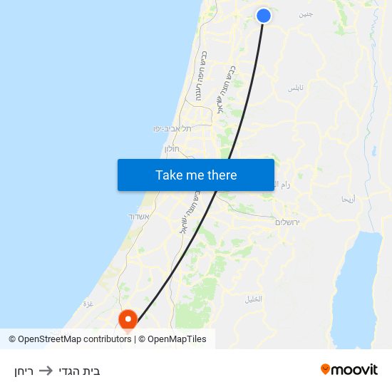 ריחן to בית הגדי map