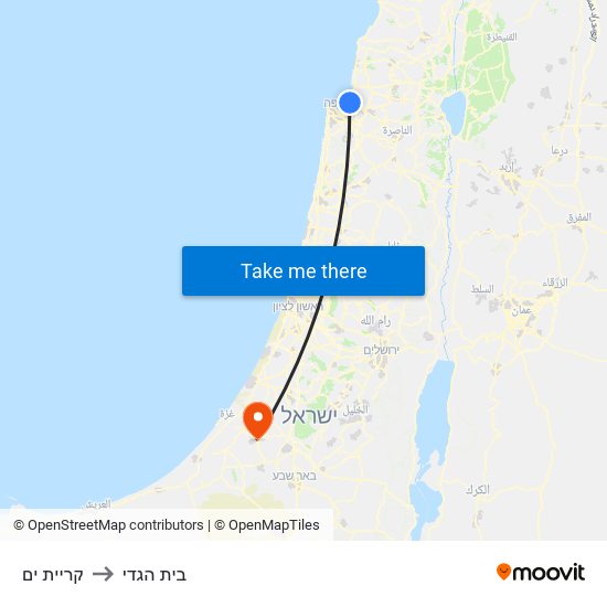 קריית ים to בית הגדי map