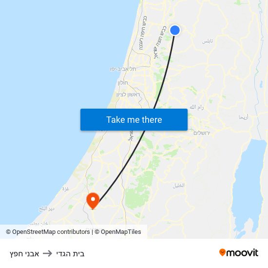 אבני חפץ to בית הגדי map