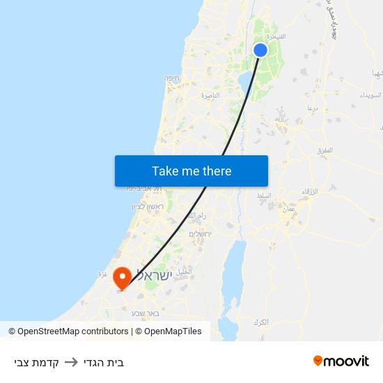 קדמת צבי to בית הגדי map