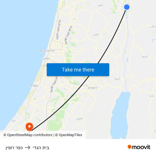 כפר רופין to בית הגדי map