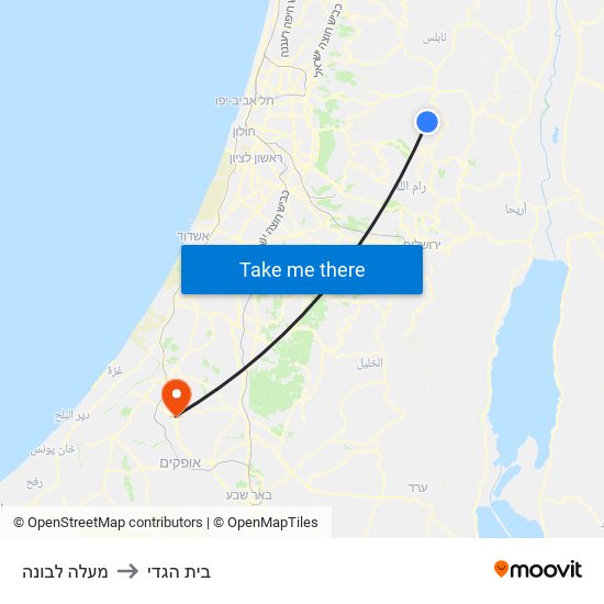 מעלה לבונה to בית הגדי map