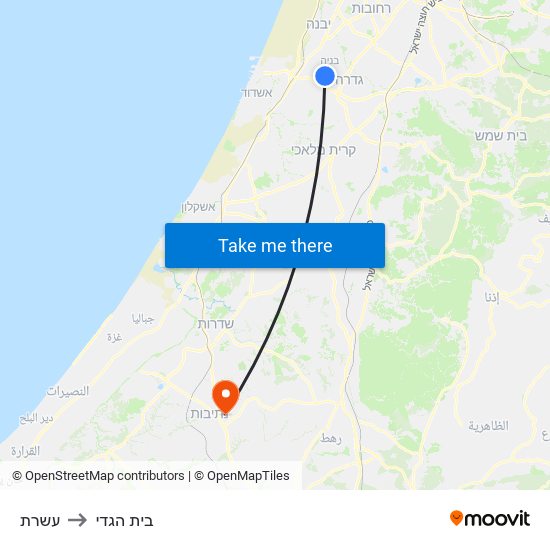 עשרת to בית הגדי map