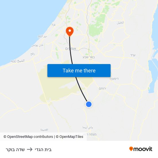 שדה בוקר to בית הגדי map