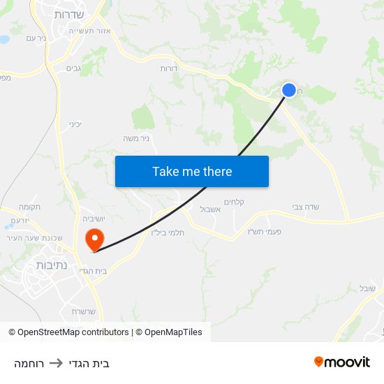 רוחמה to בית הגדי map